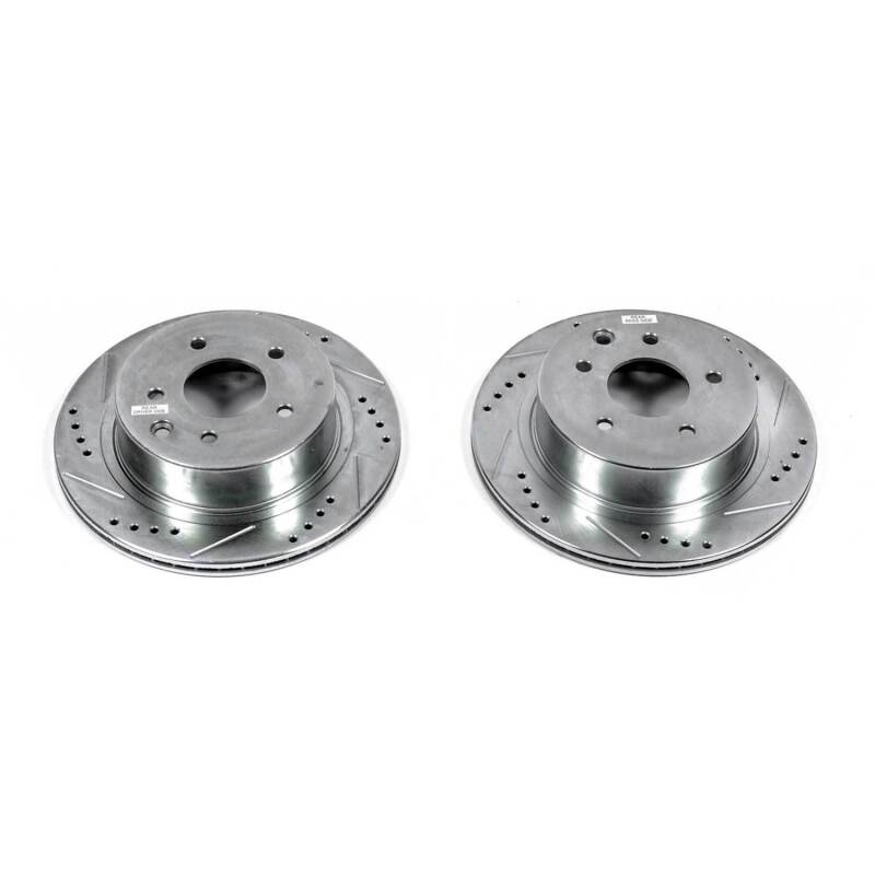 Infiniti M45 Brake Rotors (2) - Rear - PowerStop - Evolution Drilled & Slotted Zinc Plated - `03-`04