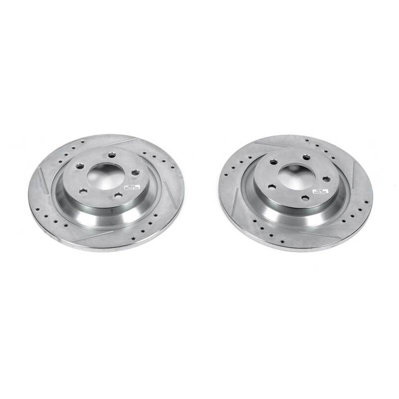 Mazda 5 Brake Rotors (2) - Rear - PowerStop - Evolution Drilled & Slotted - Silver Zinc - `06-`10
