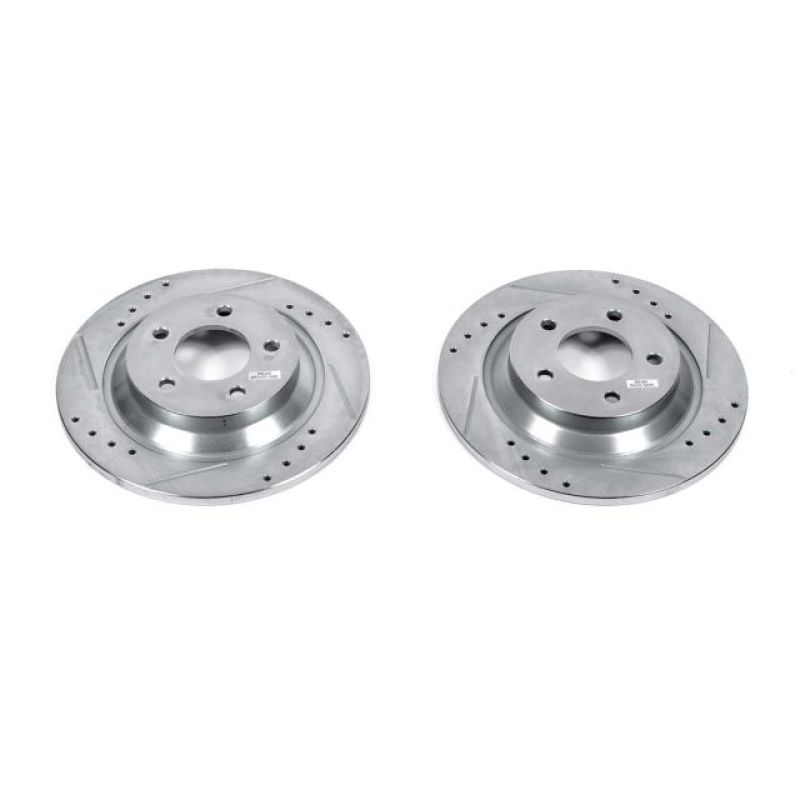 Mazda 5 Brake Rotors (2) - Rear - PowerStop - Evolution Drilled & Slotted - Silver Zinc - `06-`10