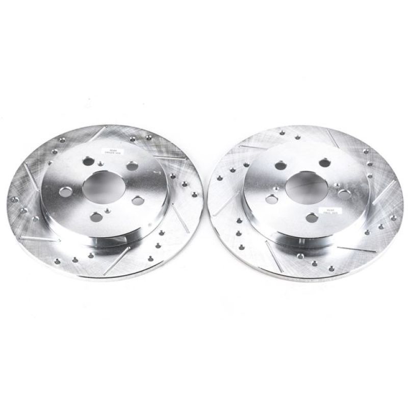 Lexus CT200h Brake Rotors (2) - Rear - PowerStop - Evolution Drilled & Slotted - Silver - `11-`13