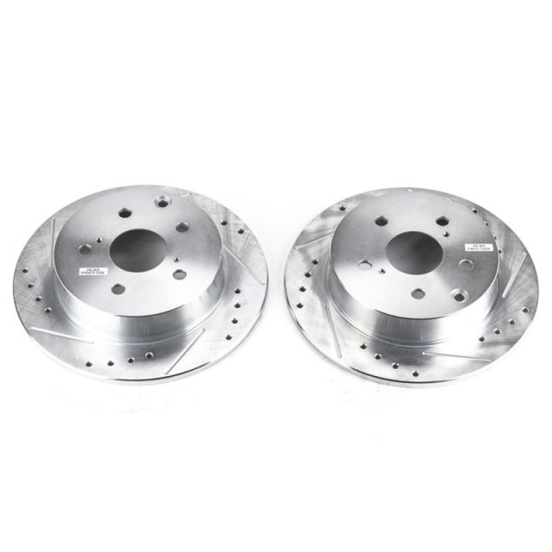 Pontiac Vibe Brake Rotors (2) - Rear - PowerStop - Evolution Drilled & Slotted - Silver - `09-`10