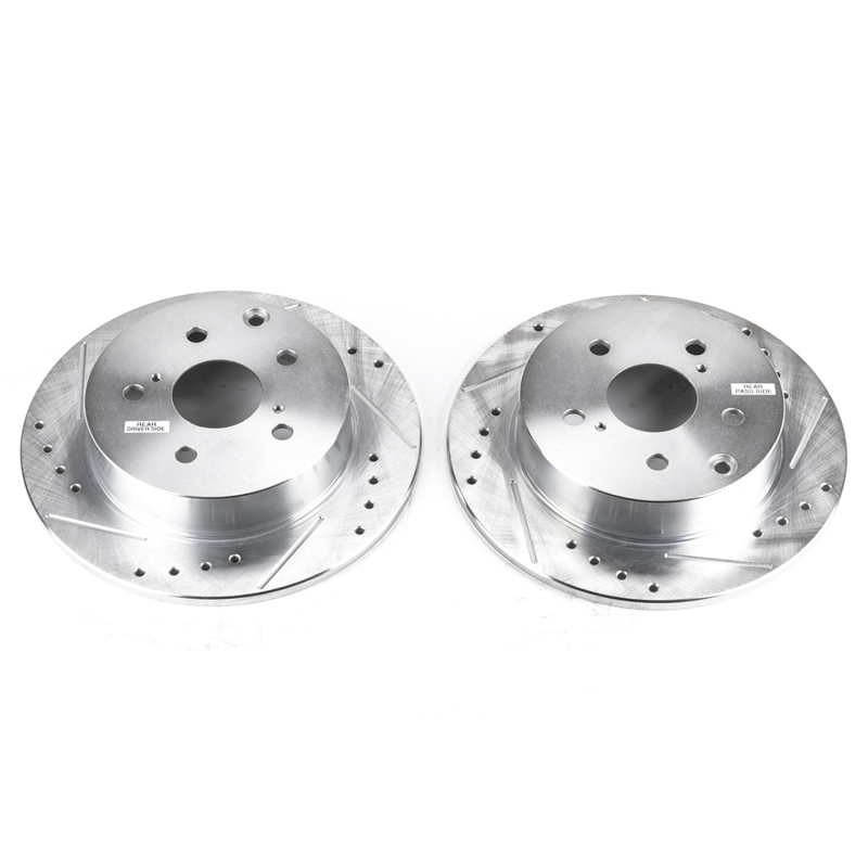 Pontiac Vibe Brake Rotors (2) - Rear - PowerStop - Evolution Drilled & Slotted - Silver - `09-`10