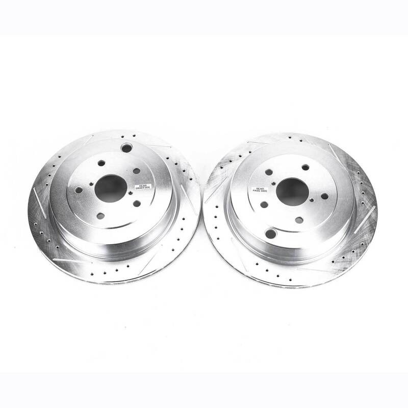 Subaru Tribeca Brake Rotor (2) - Rear - PowerStop - Evolution Drilled & Slotted - Silver - `06-`07