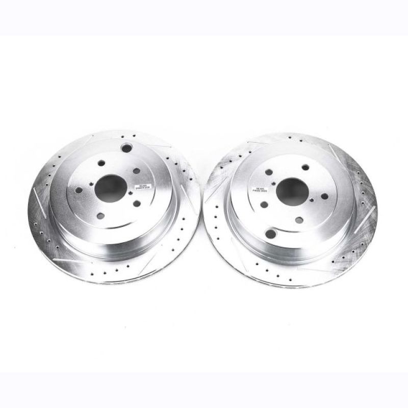 Subaru Tribeca Brake Rotor (2) - Rear - PowerStop - Evolution Drilled & Slotted - Silver - `06-`07 Subaru Tribeca Brake Rotor (2) - Rear - PowerStop - Evolution Drilled & Slotted - Silver - `06-`07