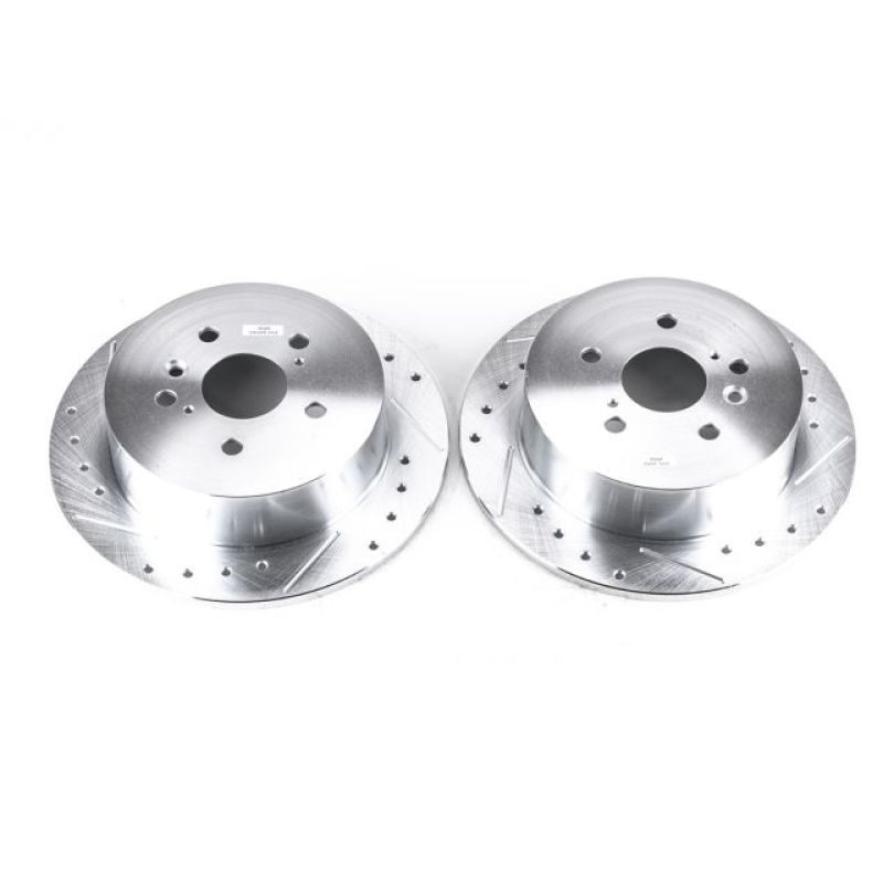 Toyota Venza Brake Rotors (2) - Rear - PowerStop - Evolution Drilled & Slotted - Silver - `09-`16