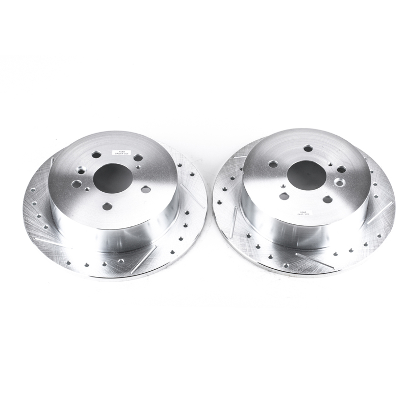Toyota Venza Brake Rotors (2) - Rear - PowerStop - Evolution Drilled & Slotted - Silver - `09-`16