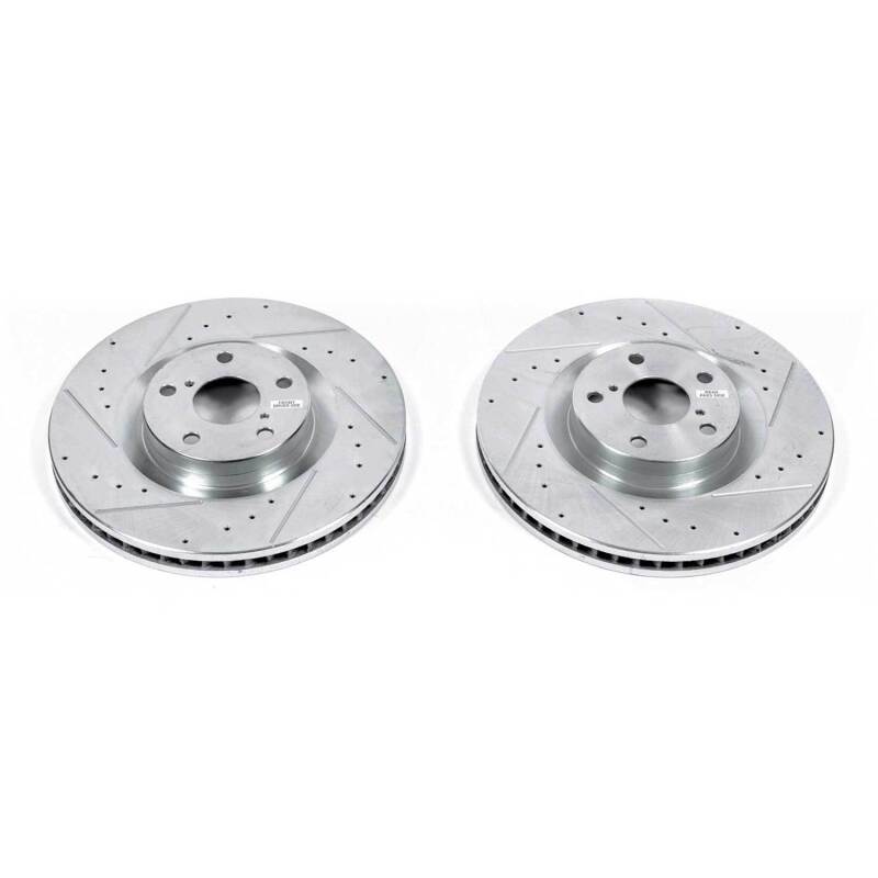 Lexus GS350 Brake Rotors (2) - Front - PowerStop - Evolution Drilled & Slotted - Silver - `09-`10