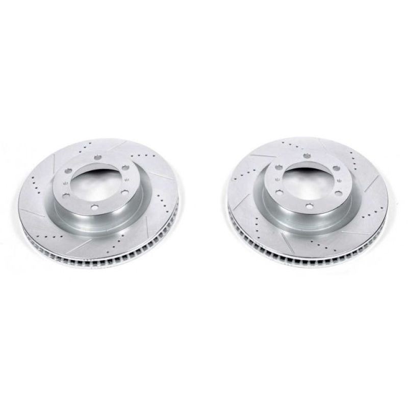 Toyota 4Runner Brake Rotors (2) - Front - PowerStop - Evolution Drilled & Slotted - Silver Zinc - `10-`24 Toyota 4Runner Brake Rotors (2) - Front - PowerStop - Evolution Drilled & Slotted - Silver Zinc - `10-`24