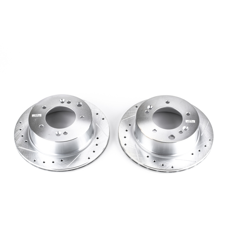 Kia Sorento Brake Rotors (2) - Rear - PowerStop - Evolution Drilled & Slotted - Silver - `03-`06