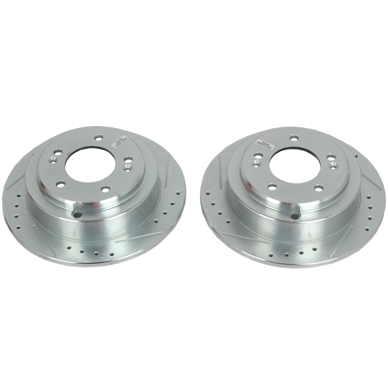 Kia Amanti Brake Rotors (2) - Rear - PowerStop - Evolution Drilled & Slotted - Silver - `04-`06