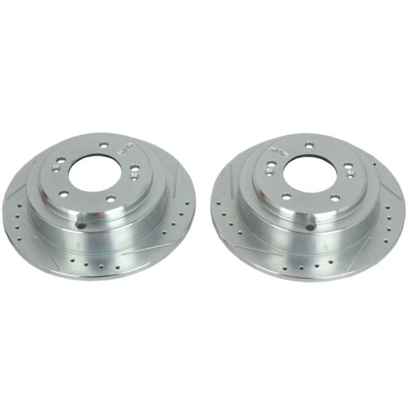 Kia Amanti Brake Rotors (2) - Rear - PowerStop - Evolution Drilled & Slotted - Silver - `04-`06