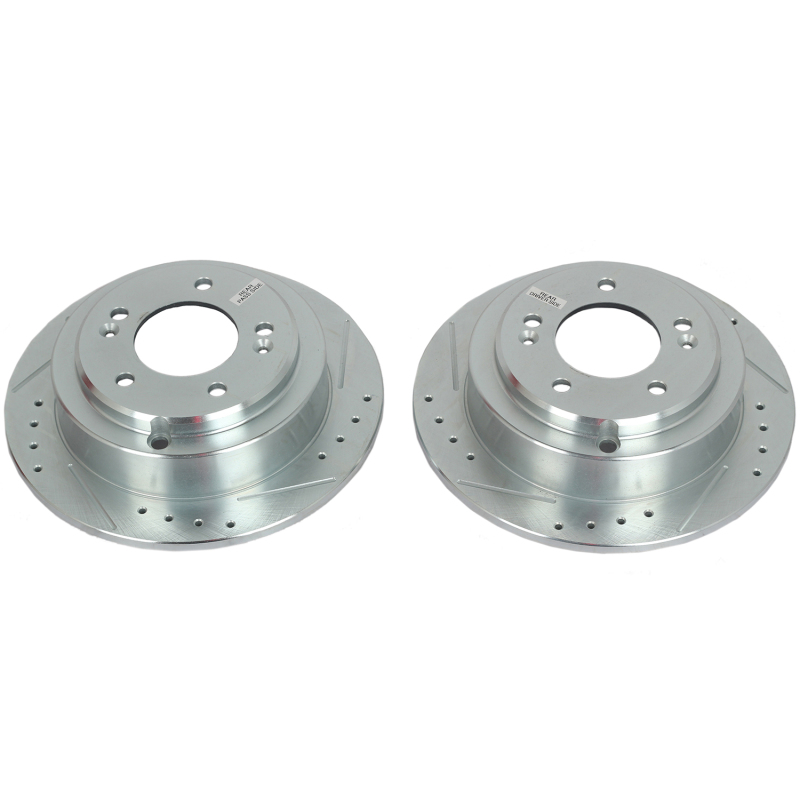 Kia Amanti Brake Rotors (2) - Rear - PowerStop - Evolution Drilled & Slotted - Silver - `04-`06