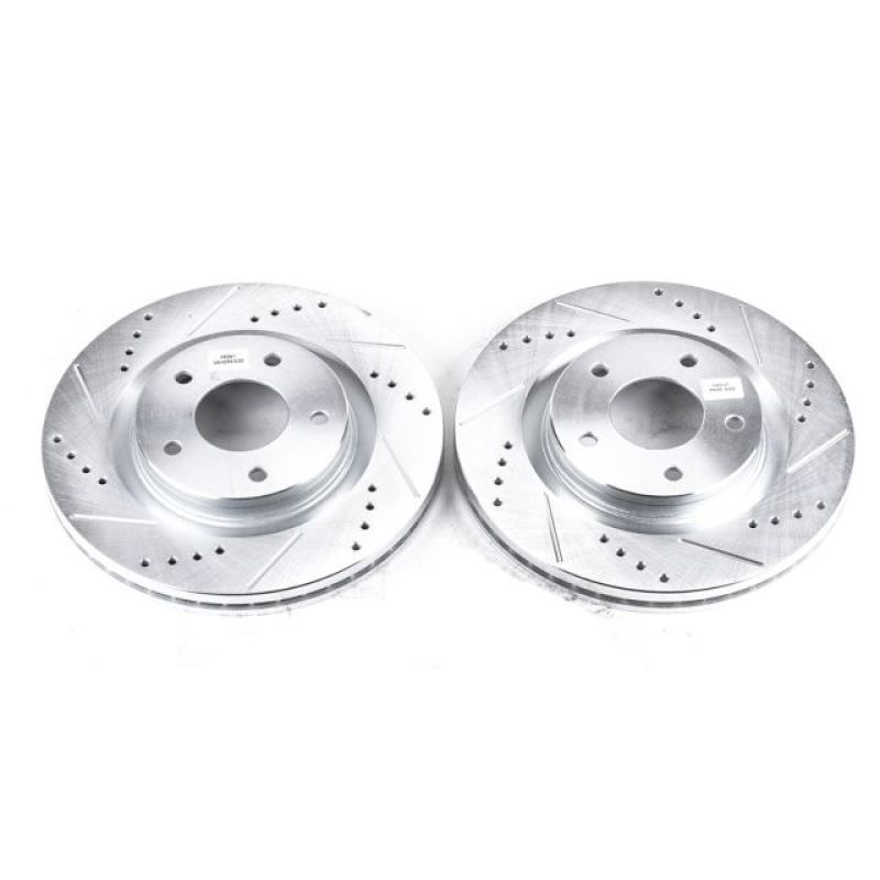 Nissan Juke Brake Rotors (2) - Front - PowerStop - Evolution Drilled & Slotted - Silver - `11-`17