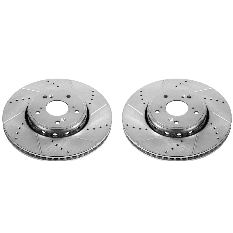 Acura ILX Brake Rotors (2) - Front - PowerStop - Evolution Drilled & Slotted - Silver - 2016