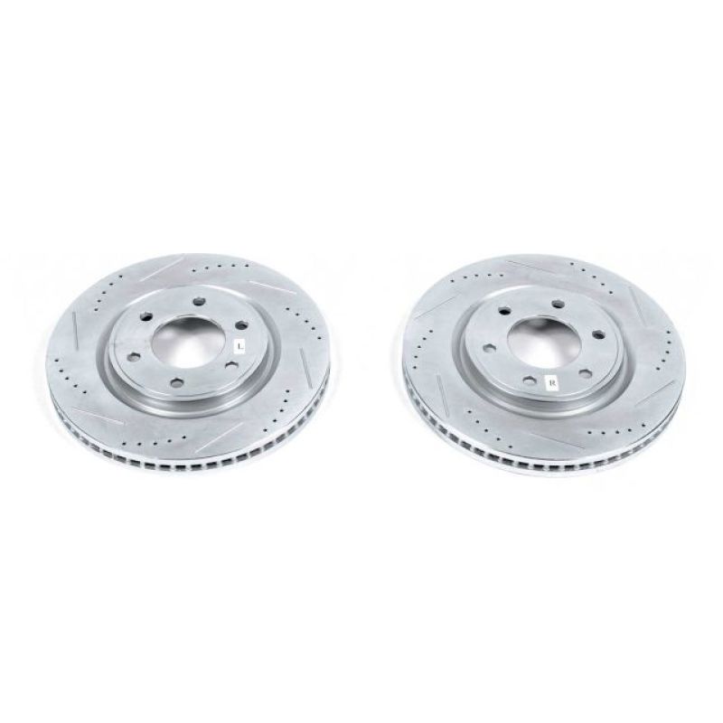 Infiniti QX56 Brake Rotors (2) - Front - PowerStop - Evolution Drilled & Slotted - Silver - `11-`13