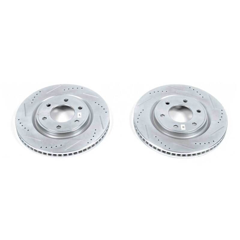 Infiniti QX56 Brake Rotors (2) - Front - PowerStop - Evolution Drilled & Slotted - Silver - `11-`13
