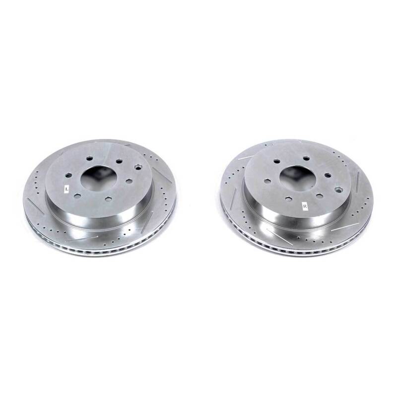 Infiniti QX56 Brake Rotors (2) - Rear - PowerStop - Evolution Drilled & Slotted - Silver - `11-`13