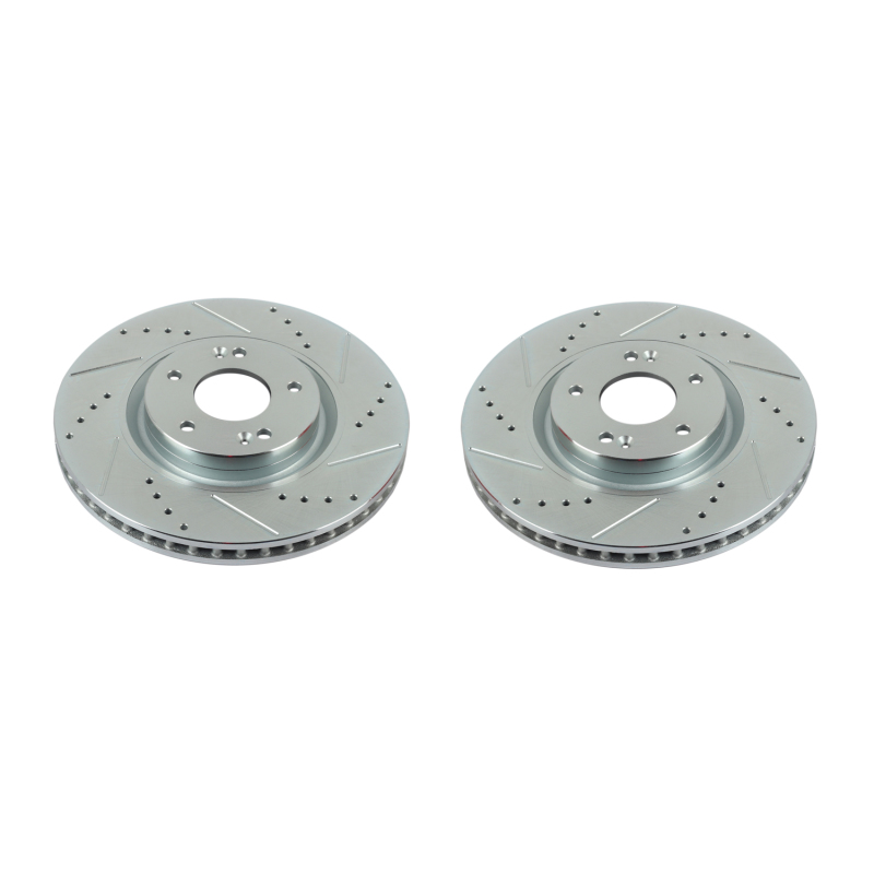 Hyundai Azera Brake Rotors (2) - Front - PowerStop - Evolution Drilled & Slotted - Silver - `12-`17