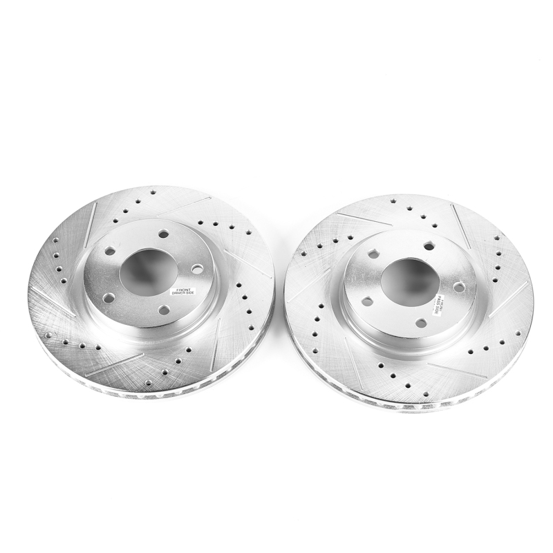 Nissan Altima Brake Rotors (2) - Front - PowerStop - Evolution Drilled & Slotted Rotors - Silver - `13-`19