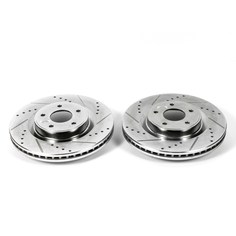 Infiniti JX35 Brake Rotors (2) - Front - PowerStop - Evolution Drilled & Slotted - Silver - 2013