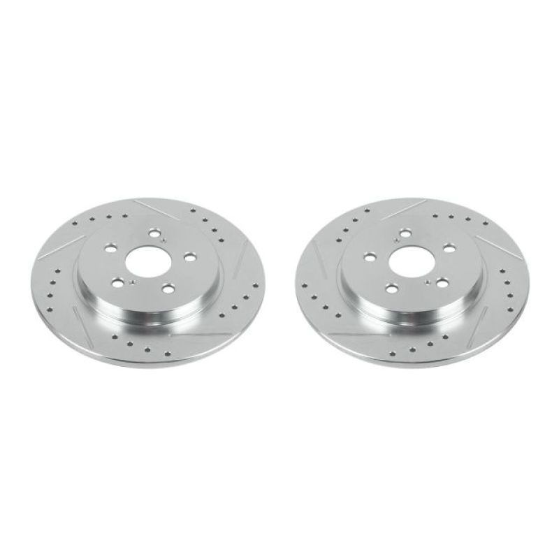 Lexus CT200h Brake Rotors (2) - Rear - PowerStop - Evolution Drilled & Slotted - Silver - `11-`17