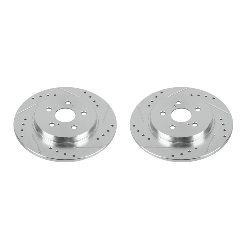 Lexus CT200h Brake Rotors (2) - Rear - PowerStop - Evolution Drilled & Slotted - Silver - `11-`17