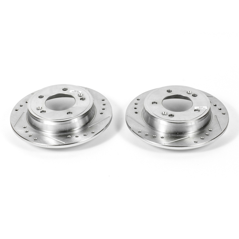 Hyundai Elantra Brake Rotors (2) - Rear - PowerStop - Evolution Drilled & Slotted - Silver - `11-`19