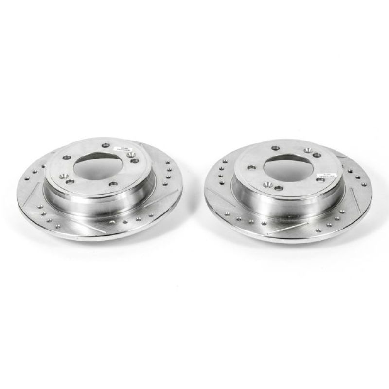 Hyundai Elantra Brake Rotors (2) - Rear - PowerStop - Evolution Drilled & Slotted - Silver - `11-`19