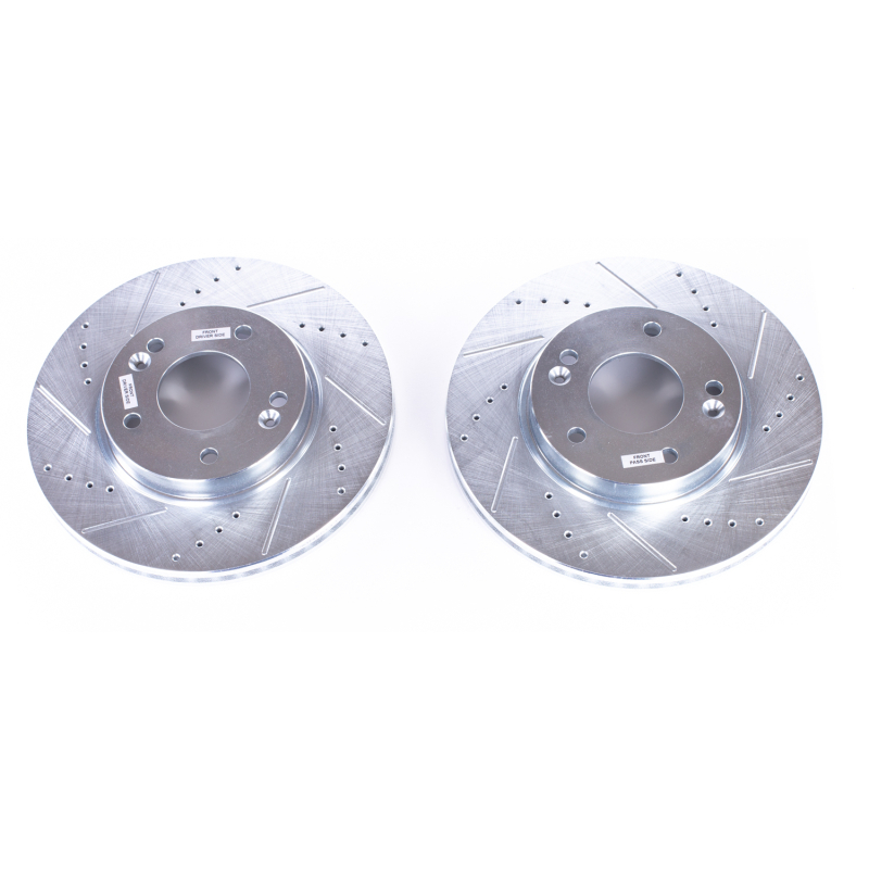 Hyundai Elantra Brake Rotors (2) - Front - PowerStop - Evolution Drilled & Slotted - Silver - `11-`19