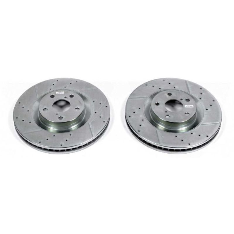 Lexus GS200t Brake Rotors (2) - Front - PowerStop - Evolution Drilled & Slotted - Silver - `16-`17