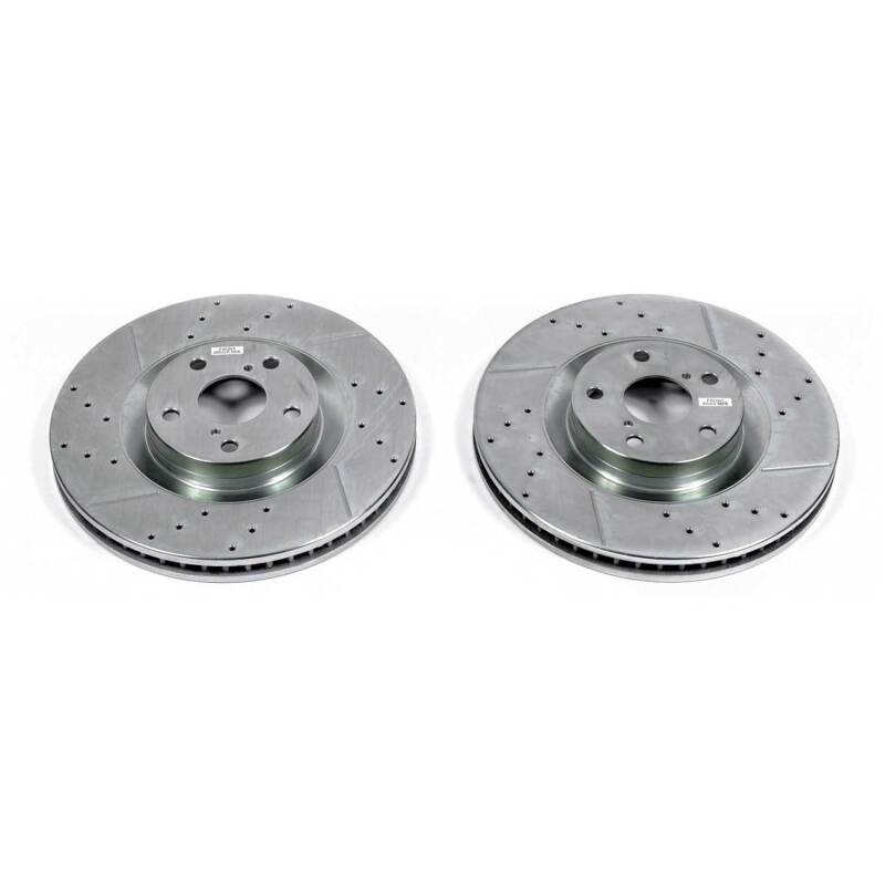 Lexus GS200t Brake Rotors (2) - Front - PowerStop - Evolution Drilled & Slotted - Silver - `16-`17