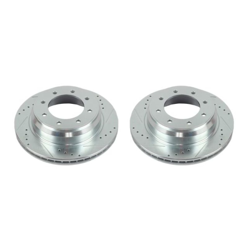 Nissan NV1500 Brake Rotors (2) - Rear - PowerStop - Evolution Drilled & Slotted - Silver - `12-`19