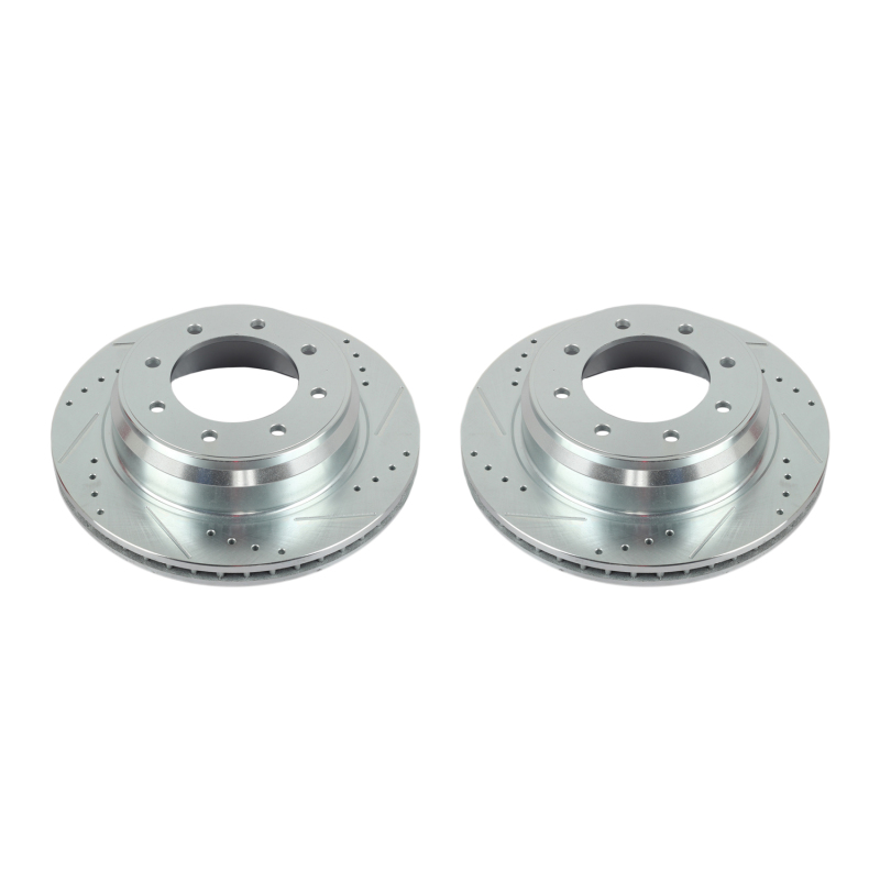Nissan NV1500 Brake Rotors (2) - Rear - PowerStop - Evolution Drilled & Slotted - Silver - `12-`19
