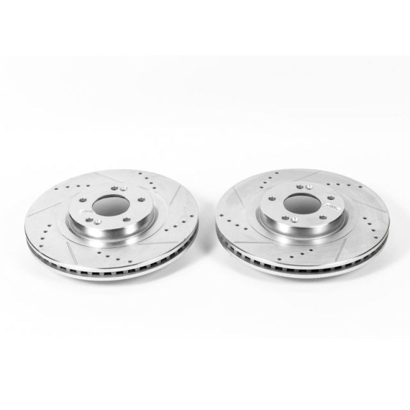 Hyundai Santa Fe Brake Rotors (2) - Front - PowerStop - Evolution Drilled & Slotted - `13-`18 Hyundai Santa Fe Brake Rotors (2) - Front - PowerStop - Evolution Drilled & Slotted - `13-`18