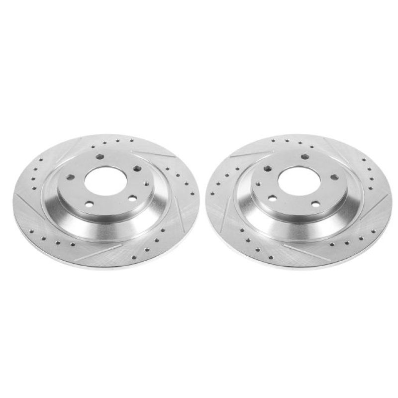 Mazda CX-5 Brake Rotors (2) - Rear - PowerStop - Evolution Drilled & Slotted - Silver - `13-`19 Mazda CX-5 Brake Rotors (2) - Rear - PowerStop - Evolution Drilled & Slotted - Silver - `13-`19
