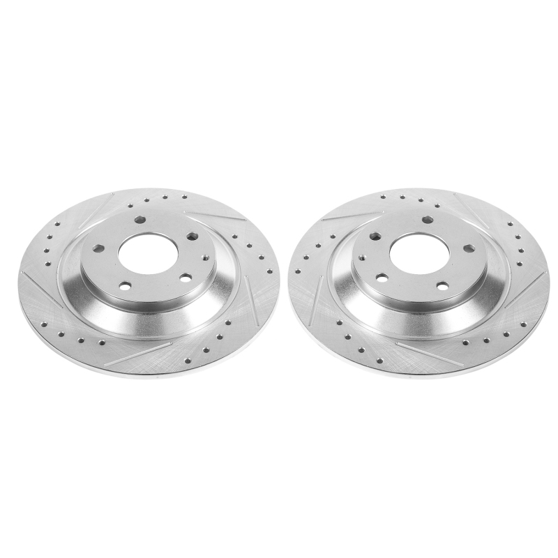 Mazda CX-5 Brake Rotors (2) - Rear - PowerStop - Evolution Drilled & Slotted - Silver - `13-`19