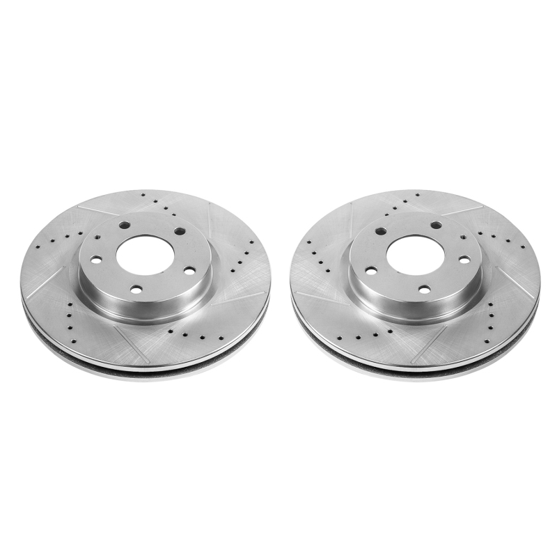 Mazda 6 Brake Rotors (2) - Front - PowerStop - Evolution Drilled & Slotted - Silver - `14-`18