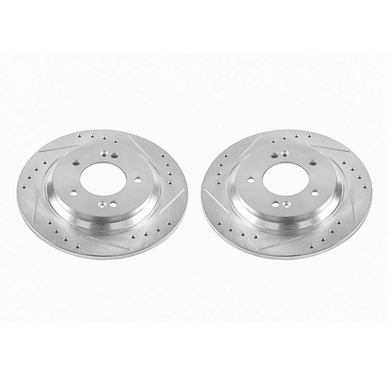 Hyundai Azera Brake Rotors (2) - Rear - PowerStop - Evolution Drilled & Slotted - Silver Zinc - 2017