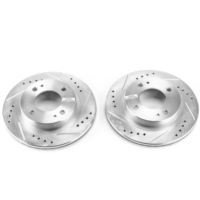 Mitsubishi Mirage Brake Rotor (2) - Front - PowerStop - Evolution Drilled & Slotted - Silver - `14-`15 Mitsubishi Mirage Brake Rotor (2) - Front - PowerStop - Evolution Drilled & Slotted - Silver - `14-`15
