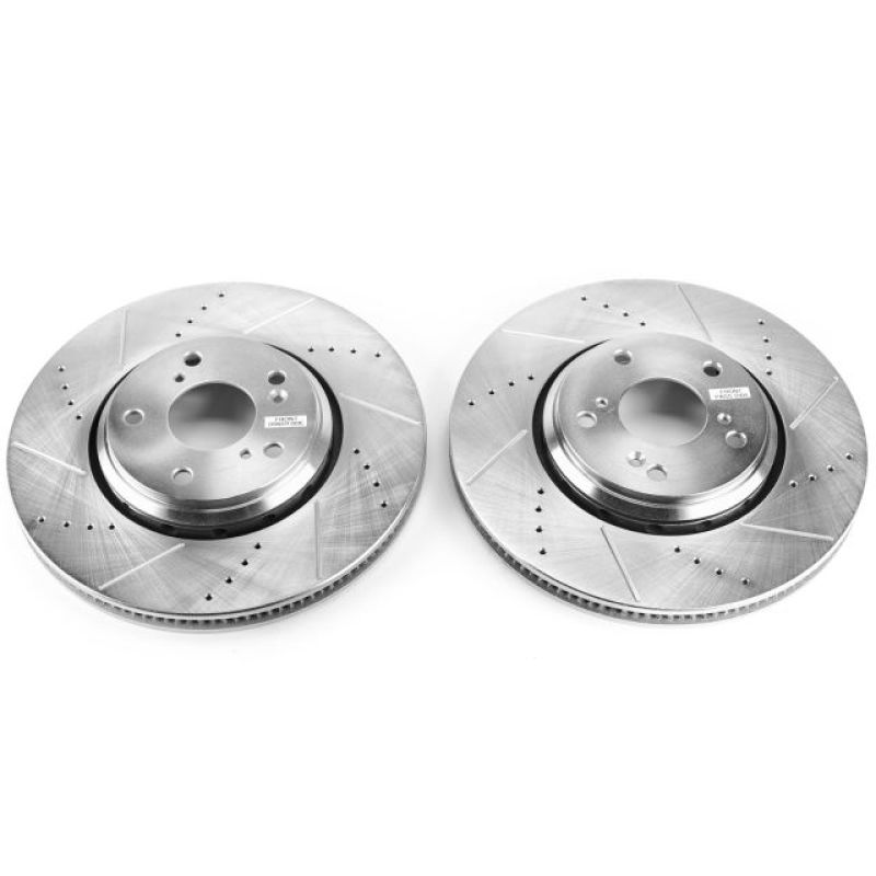 Acura ILX Brake Rotors (2) - Front - PowerStop - Evolution Drilled & Slotted - Silver - `17-`18 Acura ILX Brake Rotors (2) - Front - PowerStop - Evolution Drilled & Slotted - Silver - `17-`18