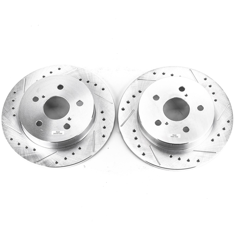 Lexus ES350 Brake Rotors (2) - Rear - PowerStop - Evolution Drilled & Slotted - Silver - 2019