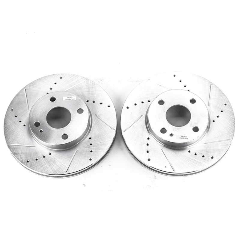Scion iA Brake Rotors (2) - Front - PowerStop - Evolution Drilled & Slotted - Silver - 2016