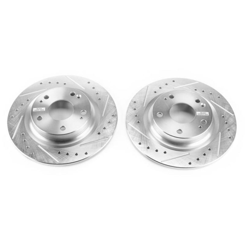 Honda Civic Si Brake Rotors (2) - Rear - PowerStop - Evolution Drilled & Slotted - Silver - `17-`18 Honda Civic Si Brake Rotors (2) - Rear - PowerStop - Evolution Drilled & Slotted - Silver - `17-`18