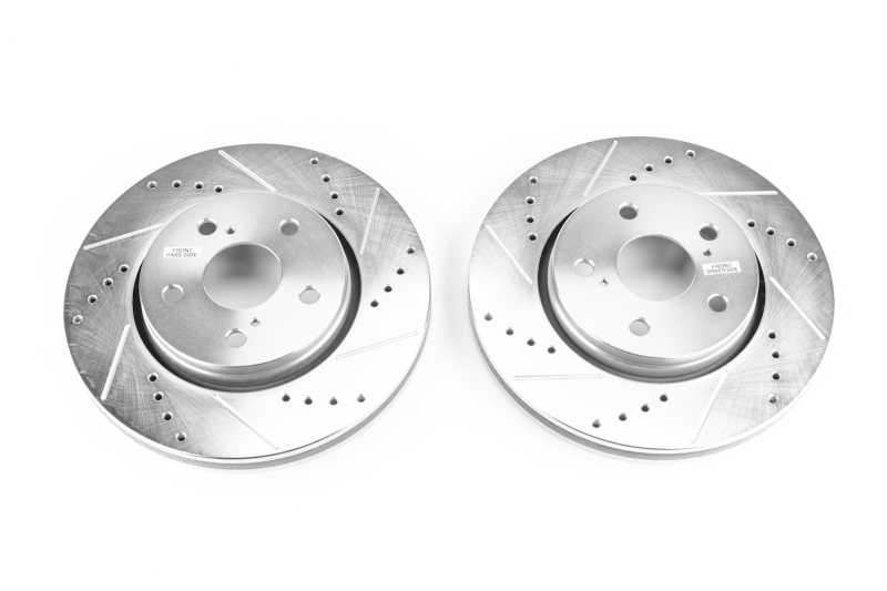 Toyota C-HR Brake Rotors (2) - Front - PowerStop - Evolution Drilled & Slotted - Silver - `18-`19