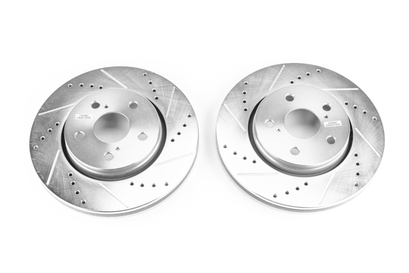 Toyota C-HR Brake Rotors (2) - Front - PowerStop - Evolution Drilled & Slotted - Silver - `18-`19