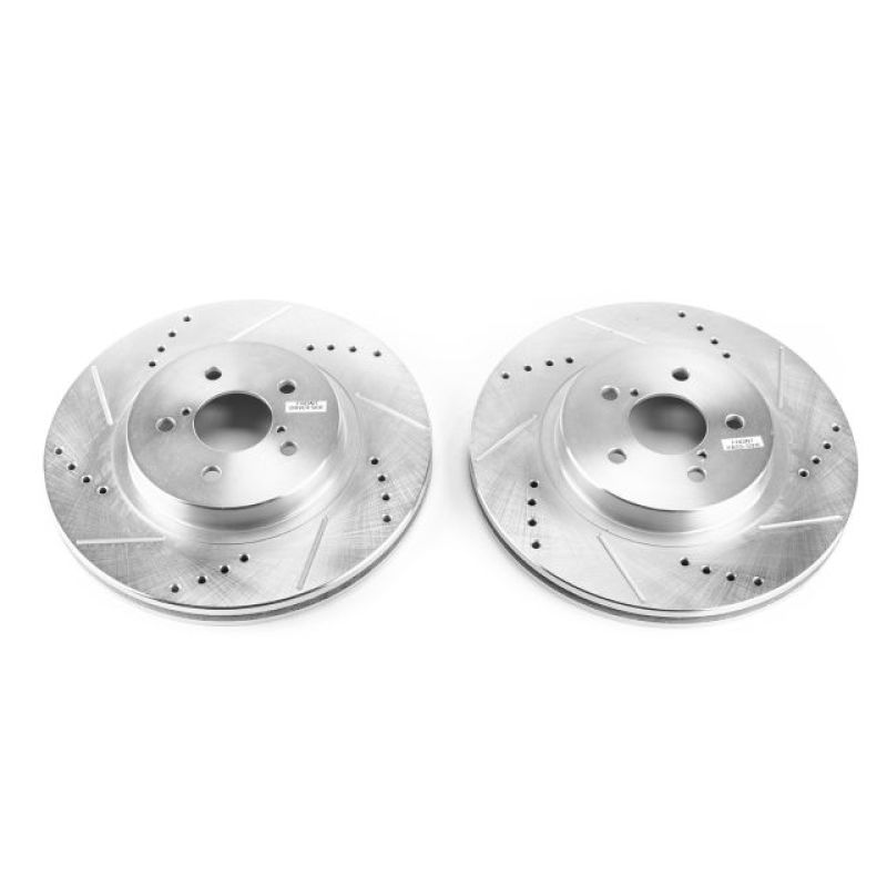 Subaru XV Crosstrek Brake Rotor (2) - Front - PowerStop - Evolution Drilled & Slotted - Silver - `18-`19 Subaru XV Crosstrek Brake Rotor (2) - Front - PowerStop - Evolution Drilled & Slotted - Silver - `18-`19