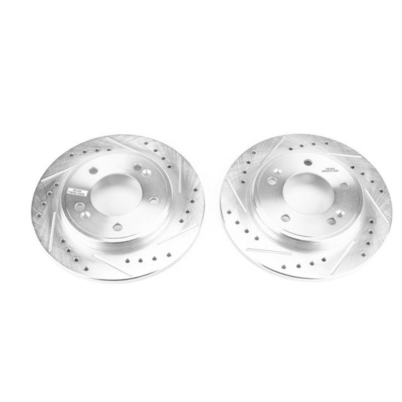 Hyundai Ioniq Brake Rotors (2) - Rear - PowerStop - Evolution Drilled & Slotted - Silver - `17-`19