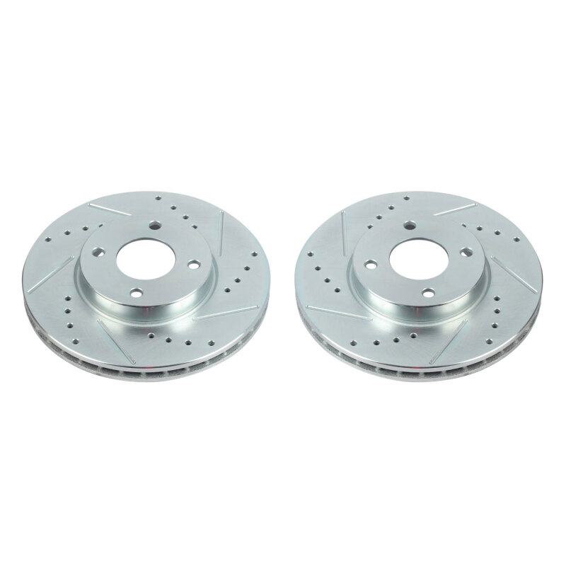 Nissan Kicks Brake Rotors (2) - Front - PowerStop - Evolution Drilled & Slotted - Silver - `18-`19
