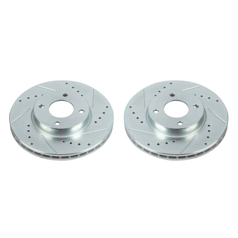 Nissan Kicks Brake Rotors (2) - Front - PowerStop - Evolution Drilled & Slotted - Silver - `18-`19