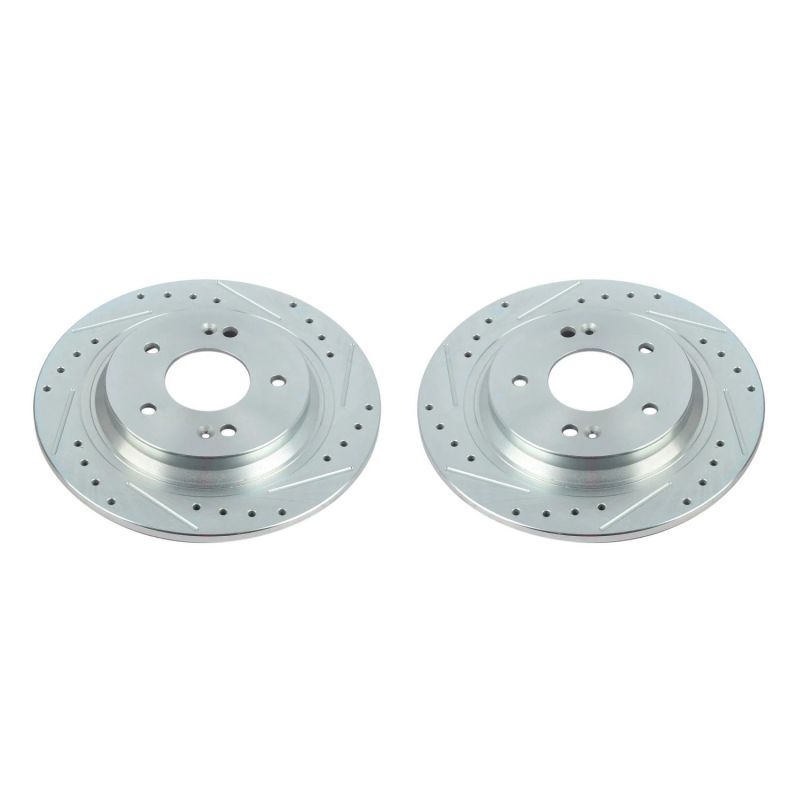 Hyundai Kona Brake Rotors (2) - Rear - PowerStop - Evolution Drilled & Slotted - Silver - `18-`20